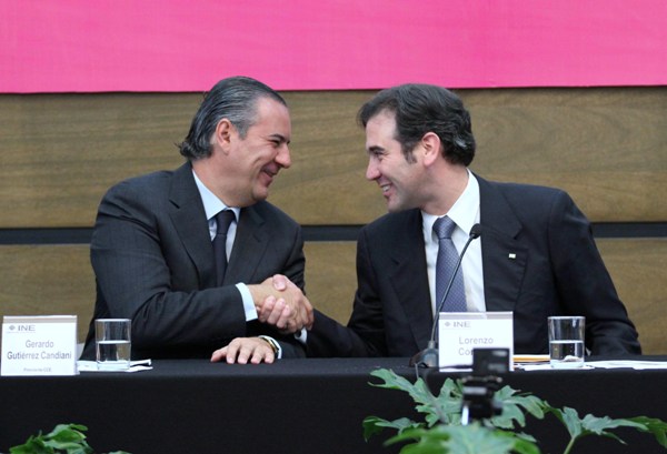 Presidente del Consejo Coordinador Empresarial  Gerardo Gutiérrez Candiani y el Consejero Presidente del INE Lorenzo Córdova Vianello.