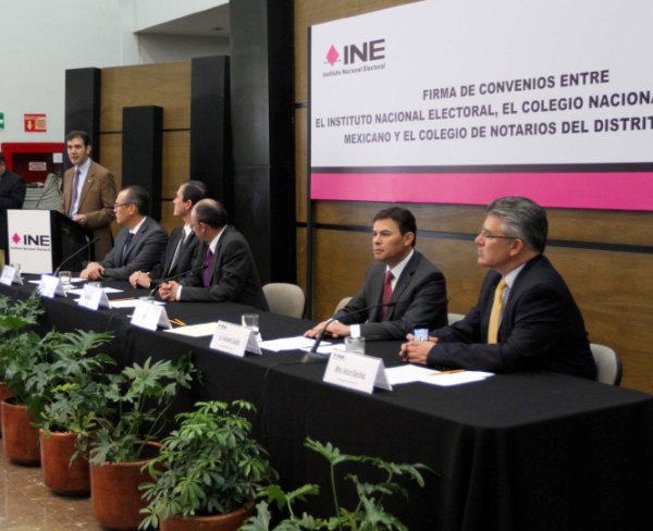 Firma de Convenios de Colaboración INE-Colegio Nacional del Notariado Mexicano y con el Colegio de Notarios del Distrito Federal.