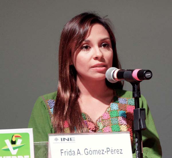 Candidata del PVEM   Frida Angélica Gómez Pérez.
