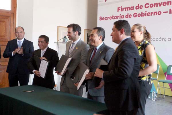 Firma de Convenio Secretaría de Gobierno del estado de Michoacán-INE.